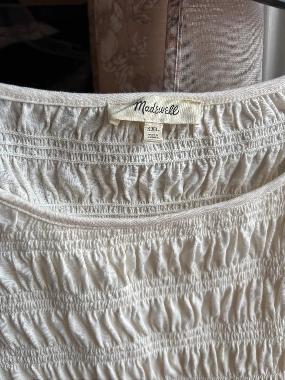 EUC Madewell Smocked Boatneck Top | Vintage Ivory, 100% Cotton, Women’s Plus XXL